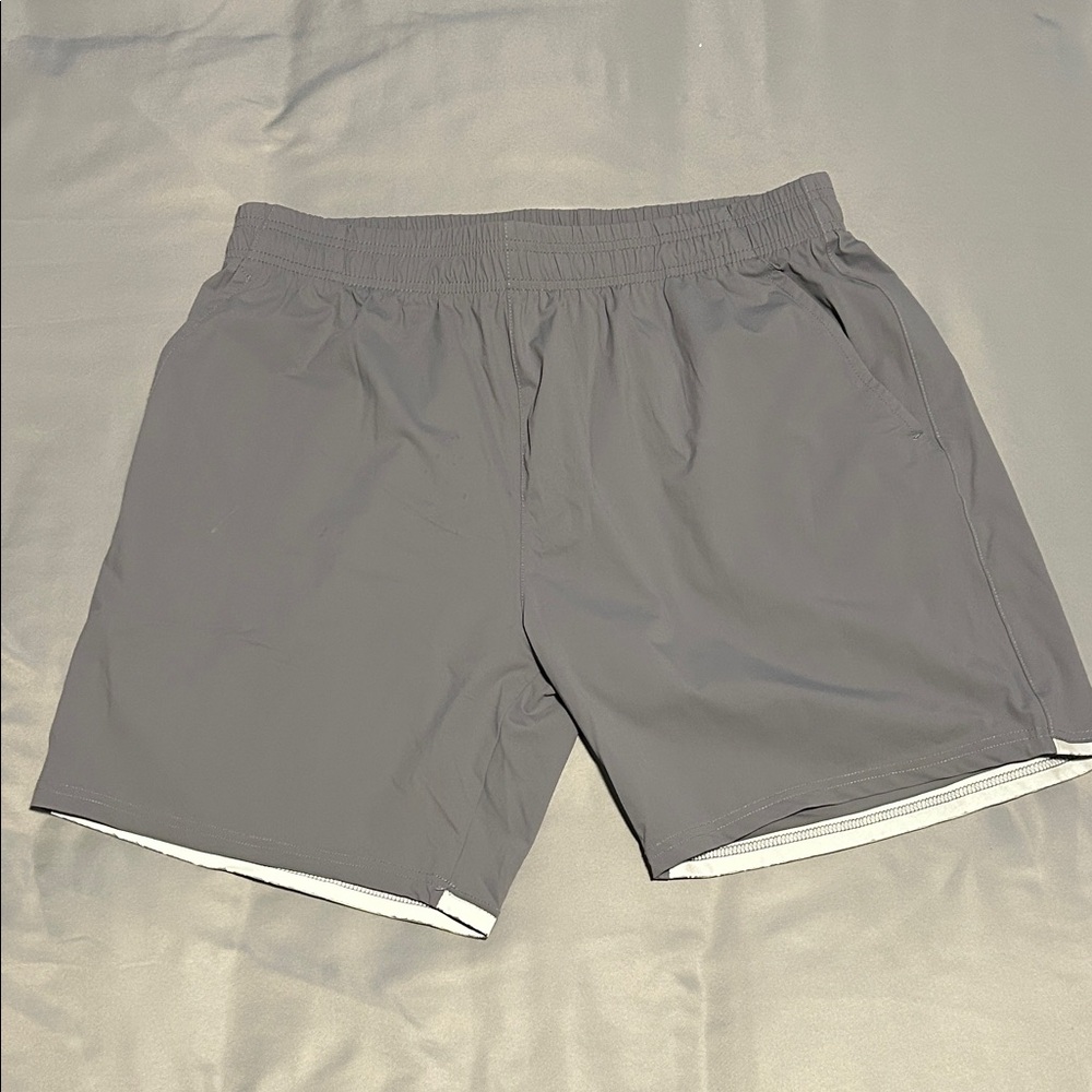 Gray Running Reflective Athletic Shorts Mens Large